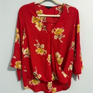 West Kei Red Floral Blouse